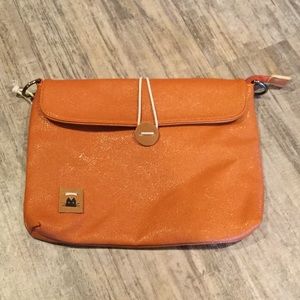 New Orange Button and String Closure Clutch